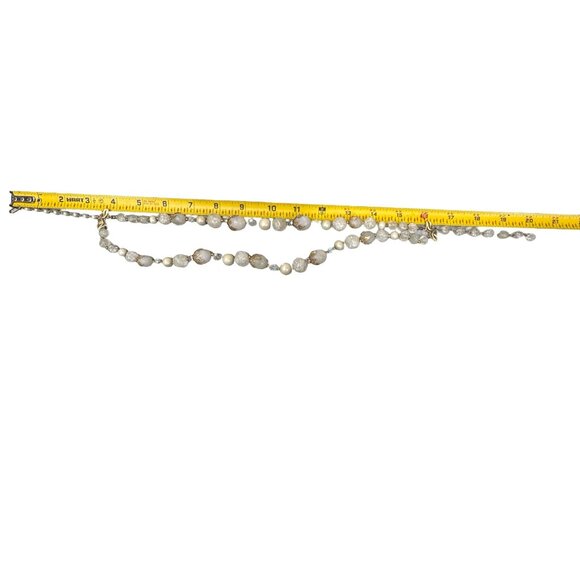 Vintage Deauville Double Strand Necklace Faceted Clear Crackle Glass Faux Pearls - Picture 9 of 9